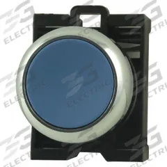 EATON Flush Push Button: Blue, 22 mm Mounting Size, Metallic, Momentary (MPN M22M-D-B). Key specifications — Brand: EATON; Action: Momentary; Series: M22; Push Button Material Type: Metallic.