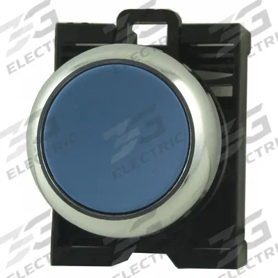 EATON Flush Push Button: Blue, 22 mm Mounting Size, Metallic - Flush-Mount & Recessed Push-Button Operators