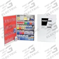 FIRST AID ONLY First Aid Kit and Housing: Industrial, 200 People Served, 3,051 Components, Steel (MPN 54606). Key specifications — Adhesive Bandages Included: (50) Knuckle Bandages; Application: Industrial; Brand: FIRST AID ONLY; Housing Color: White; Housing Material: Steel; Includes Oral or Inhalant Medication: Medication Included; Mountable: Wall Mount; Oral and Inhalant Medicinals Included: (600) Non-Aspirin Pain Relievers.