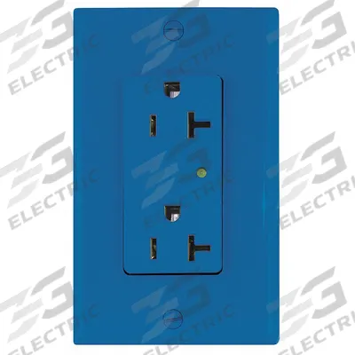 LEVITON Receptacle: Decorator Duplex, 5-20, Blue, 125V AC, 20 A, 2 Pole / 3 Wire (MPN 5380-B) - General Purpose Receptacles