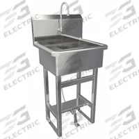 SANI-LAV Hand Sink: 46 1/2 in Overall Ht, 20 in Bowl Lg, 9 in Bowl Dp, 2 gpm Flow Rate, 16 ga (MPN 5241). Key specifications — Includes Side Splash: Side Splash Not Included; Brand: SANI-LAV.