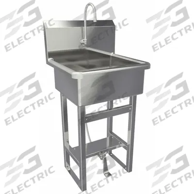 SANI-LAV Hand Sink: 46 1/2 in Overall Ht, 20 in Bowl Lg, 9 in Bowl Dp, 2 gpm Flow Rate - One-Station Freestanding Hand Sinks with Faucets