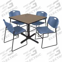 CAIN Cafe/Breakroom Table: Laminate, Oak, 29 in Overall Ht - Max, 36 in Overall Wd, 36 in Overall Dp (MPN TB3636NO44BE). Key specifications — attr1039436: CAIN; attr1039447: Black; attr1039448: Metal; attr1039806: Black; attr1039828: Oak; attr1039829: Square; attr1039830: Laminate; attr1039831: Laminate.