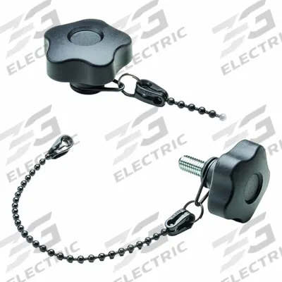 ELESA Hand Knob: 5 Point, M5 Thread, Stud, 200 mm Nominal Tether Lg, Plastic - Tethered 5-Arm Knobs with Threaded Stud