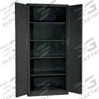 HALLOWELL Storage Cabinet: 48 in x 24 in x 78 in, Swing Handle & Padlock Hasp, 14 ga Panel Thick (MPN HWG4SC8478-4CL). Key specifications — Cabinet Color: Dark Gray; Method of Construction: Welded; Base Type: Frame; Assembled: Assembled; Mobility: Stationary; Adjustable Shelves: Adjustable; Cabinet Finish: Powder Coated; Cabinet Material: Galvannealed Steel.