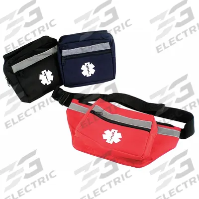 MEDSOURCE Fanny Pack: 14 in L x 7 in W x 5 in D, Polyester, Blue, 11-20 in/21-30 in - Medical Fanny Packs & Slings