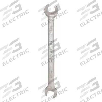 WESTWARD Open End Wrench: Alloy Steel, Satin, 10 mm_11 mm Head Size, 5 3/4 in Overall Lg - Metric, Double End, Open End Wrenches