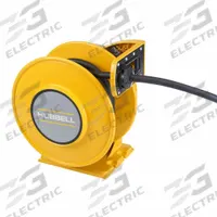 HUBBELL WIRING DEVICE-KELLEMS Extension Cord Reel: Ratchet Lock, 40 ft Cord Lg, 10 AWG, SJO, Yellow (MPN HBLI40104Y). Key specifications — Retractable Cord Ending NEMA Configuration: Bare Wire; Brand: HUBBELL WIRING DEVICE-KELLEMS.