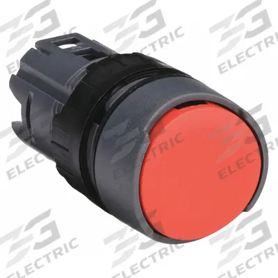 SCHNEIDER Flush Push Button: Red, 16 mm Mounting Size, Non-Metallic - Flush-Mount & Recessed Push-Button Operators