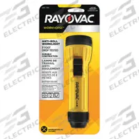 RAYOVAC Flashlight: 20 lm, 55 hr Run Time at Max. Brightness, 32 m Max Beam, 1 Light Output, Yellow (MPN WHH2D-BA). Key specifications — Brand: RAYOVAC; Battery Requirements - Broad: Includes 2 D.