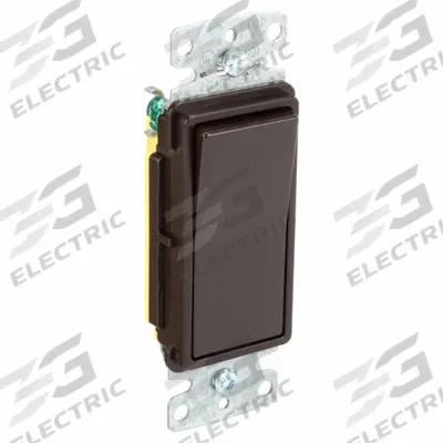 BRYANT Wall Switch: Rocker Switch, Single Pole, Maintained, Brown, 120V AC - Rocker Wall Switches