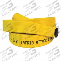 JAFRIB Fire Hose: Extruded Through-the-Weave, 5 in Hose Inside Dia, 100 ft Hose Lg, Yellow (MPN 50H5RY-100). Key specifications — Coupling Lug Style: Uncoupled; Jacket Material: Co-Extrusion Woven; Hose Tube Material: Reinforced Extruded Rubber.