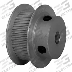 DAYTON Timing Pulley: Modified Curvilinear, Fixed, For GT Timing Belt Section, For 9 mm Belt Wd (MPN 45-2P09M6FA6). Key specifications — Brand: DAYTON; Finish: Clear Anodized; For Belt Series: Powerhouse®.
