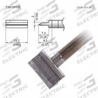 HAKKO Soldering Tip: T39 Series, Spatula, 15.7 mm W, 9.5 mm Lg (MPN T39-SP157). Key specifications — Brand: HAKKO; Compatible Handpiece Manufacturer Model Number: FX-9701; Manufacturer Part Number: T39-SP157.