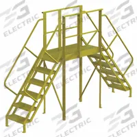 TRI-ARC Crossover Bridge: 5 ft Platform Ht, Steel, 1,000 lb Load Capacity, Perforated, 6 Steps (MPN 7CZ04). Key specifications — Brand: TRI-ARC; Color: Yellow; Tread Type: Perforated.