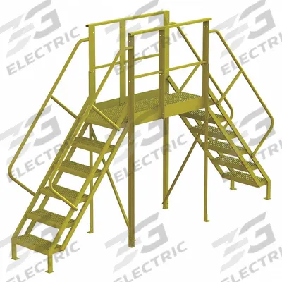 TRI-ARC Crossover Bridge: 5 ft Platform Ht, Steel, 1,000 lb Load Capacity, Perforated - Easy Descent Crossover Bridges