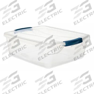 RUBBERMAID Storage Tote: 4 gal, 18 3/4 in x 13 3/8 in x 6 5/8 in, Clear Body, Clear Lid - Clearview Totes with Latch-On Lids