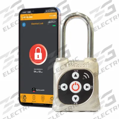 EGEETOUCH Bluetooth Padlock: Silver, Zinc Die-Cast - Standard Shackle Bluetooth Padlocks