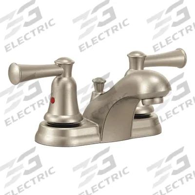 CFG Low Arc Bathroom Faucet: Capstone, Brass, Brushed Nickel Finish, 1.2 gpm Flow Rate - Centerset Handle Bathroom Faucets
