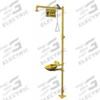 BRADLEY Shower with Eyewash: Floor Mnt, Uncovered, Plastic Bowl, Galvanized Steel Pipe, Std Mounting (MPN S19314EW). Key specifications — Brand: BRADLEY.