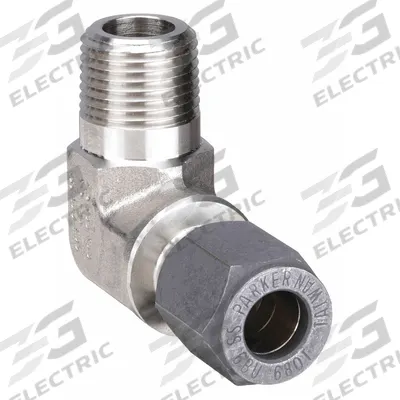 PARKER Compression Fitting Elbow: 1/2 in OD x 1/2 in Pipe size, 1/2-14 Thread Size - Flareless Bite-Type Stainless Steel Compression Fittings