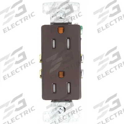BRYANT Receptacle: Decorator Duplex, 5-15, Brown, 125V AC, 15 A, 2 Pole / 3 Wire (MPN RRD15STR) - General Purpose Receptacles