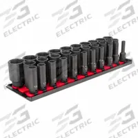 TEKTON Impact Socket Set: 1/2 in Drive Size, Small Set (0-50 pieces) Set Size, 31 Pieces, Metric (MPN SID92105). Key specifications — attr1204251: TEKTON; attr1215453: 1/2 in; attr1215454: 8 mm to 38 mm; attr1224229: Friction.
