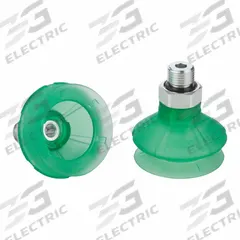 SCHMALZ Vacuum Pad Assembly: 1.5 Folds, G1/8 in, 36.7 mm Pad Dia, Elastodur ED, Green, 29 mm Pad Ht (MPN 10.01.06.03496). Key specifications — attr1019194: 10.01.06.03496; attr1019196: SCHMALZ; attr1019197: 65 A.
