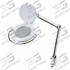 APPROVED VENDOR Round Magnifier Light: LED, 1.75x, 3 Diopter, 810 lm Max Brightness, 18 in Arm Reach (MPN 32PE57). Key specifications — Arm Material: Steel; Brand: APPROVED VENDOR; Magnification: 1.75x; ESD Safe: Yes; Lens Material: Glass; Lighting Technology: LED; Operating Voltage: 100 to 240V AC; Includes Ultraviolet Light: Yes.