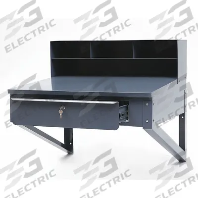 Grainger Stationary Wall Mount Desk: Locking - Wall-Mounted Desks