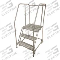 COTTERMAN Rolling Ladder: 2.5 ft Platform Ht, Assembled, Steel, Wt-Actuated Auto-Lock, Serrated (MPN 1003R2630A3E30B3C1P6). Key specifications — Includes Handrails: Handrails Included; Material: Steel; Brand: COTTERMAN; Color: Gray.