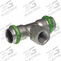 APOLLO Crimp Tee Fitting: 1 in Pipe x 1 in Pipe x 1 in CTS Size, Press-fit x FNPT x Press-fit, EPDM (MPN 123456995). Key specifications — Brand: APOLLO; Series: SmartPress.
