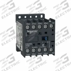 SCHNEIDER IEC Control Relay: DIN-Rail & Surface Relay Mounting, 120V AC Coil Volt, 3NO/1NC, 10 A (MPN CA2KN31G7). Key specifications — Brand: SCHNEIDER.