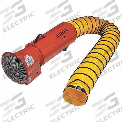 ALLEGRO Blower: 120 V AC, 8 in Duct Dia, 1/3 hp Horsepower, 1,275 cfm Max Flow in Free Air - Axial Blower & Ducting Combination Units