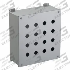 HAMMOND Push Button Enclosure: 22mm, 16 Holes, Carbon Steel, NEMA 12/13 (MPN 1437MS). Key specifications — Brand: HAMMOND; Environments & Applications: Indoor Dust & Water Droplets.