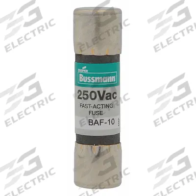 BUSSMANN Fuse: BAF Series, Midget, Fast-Acting, 2.5 A, 250 V AC, 13/32 in x 1 1/2 in - Fast-Acting Cylindrical Fuses