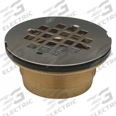 ZURN Shower Drain: Brass, Unfinished, 4 1/4 in Overall Dia, 3 1/2 in Overall Ht, Silver (MPN FD2275-BR2). Key specifications — Material: Brass; Grate Material: Stainless Steel.