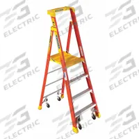 WERNER Podium Stepladder: 6 ft Ladder Size, Fiberglass, 300 lb Load Capacity, 34 lb Wt (MPN PD6204-4C). Key specifications — Brand: WERNER; Included Features: Casters.