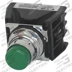 EATON Hazardous Location Push Button: 30 mm, Metallic, Extended Profile, 1NO/1NC (MPN 10250T708G). Key specifications — Manufacturer Part Number: 10250T708G; Product Type: Push Button Operators; Series: 10250T; Brand: EATON; AC Contact Rating: 10 A @ 600 V; Action: Momentary; DC Contact Rating: 2.5 A @ 250 V; Operator Illumination: Non-Illuminated.