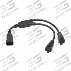 EATON Power Cord: 1 1/2 ft Lg, 3/16, Non-NEMA Plug, C14 Plug, 5-15R Receptacle, SJT, PVC, 125V AC (MPN P002-18N-2R). Key specifications — Brand: EATON; Jacket Material: PVC.