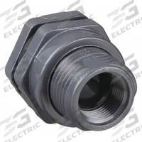 HAYWARD Bulkhead Tank Fitting: PVC Body, 1 1/2 in Female NPT Threaded Inside, FKM Gasket (MPN BFAS1015TFS). Key specifications — Fitting Material: PVC; Brand: HAYWARD.