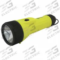RAILHEAD GEAR Flashlight: 150 lm, 2 hr Run Time at Max. Brightness, 137.2 m Max Beam, Yellow, Body (MPN KE-FL40). Key specifications — Brand: RAILHEAD GEAR; Battery Requirements - Broad: Requires 2 D.