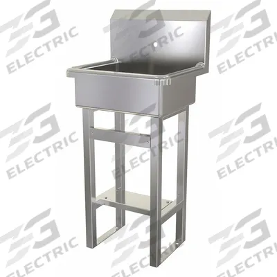 SANI-LAV Hand Sink: 43 1/2 in Overall Ht, 17 in Bowl Lg, 7 in Bowl Dp, 1 Faucet Holes - One-Station Freestanding Hand Sinks without Faucets