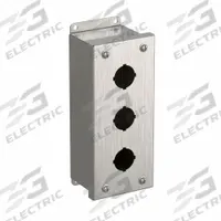 HAMMOND Push Button Enclosure: 30mm, 3 Holes, 304 Stainless Steel, NEMA 3R/4/4X (MPN 1435SSC). Key specifications — attr211299: HAMMOND; attr1043605: Washdown-Corrosion-Resistant.