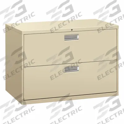 HON Lateral File Cabinet with Drawer: Putty, 2 Drawers, 28 in Overall Ht, 18 in Overall Dp - Lateral File Cabinets