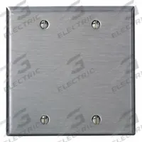 LEVITON Wall Plate: Blank, 2 Gang, Silver, Std Size (MPN 84025-40). Key specifications — Brand: LEVITON; Material: Stainless Steel.