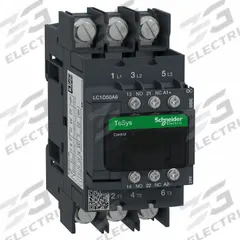 SCHNEIDER ELECTRIC IEC Contactor: Non-Reversing, 3 Poles, 3NO Contacts, 50 A, 24V DC Coil (MPN LC1D50A6BBE). Key specifications — Brand: SCHNEIDER; Integrated Surge Suppression: Yes.