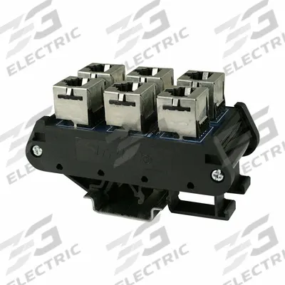 AUTOMATION SYSTEMS INTERCONNECT Din Rail Mounted Connector: 6 Ports, Bare Modules, PCB-Mounted, Not Numbered - DIN Rail-Mount RJ45 Network Modules
