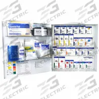 FIRST AID ONLY First Aid Kit and Housing: 386 Components, ANSI/ISEA Z308.1-2021, Type I/II, Class B (MPN 91378). Key specifications — ANSI Standard Met: ANSI/ISEA Z308.1-2021; Adhesive Bandages Included: (50) Metal Detectable Bandages; Oral and Inhalant Medicinals Included: (20) Non-Aspirin Pain Relievers; Topical Medicinals Included: (40) Alcohol Wipes; Wound Dressings Included: Splint; Unitized: Unitized with Guided Refill System.