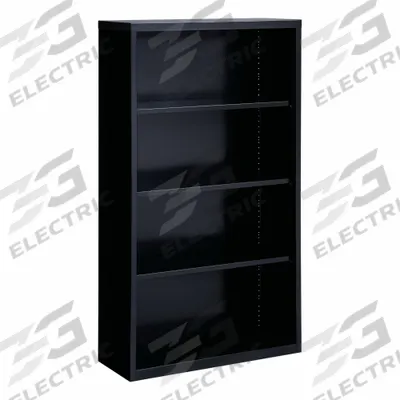 HIRSH Bookcase: Black, Steel, 60 in Overall Ht, 34 1/2 in Overall Wd, 13 in Overall Dp - Stationary Bookcases